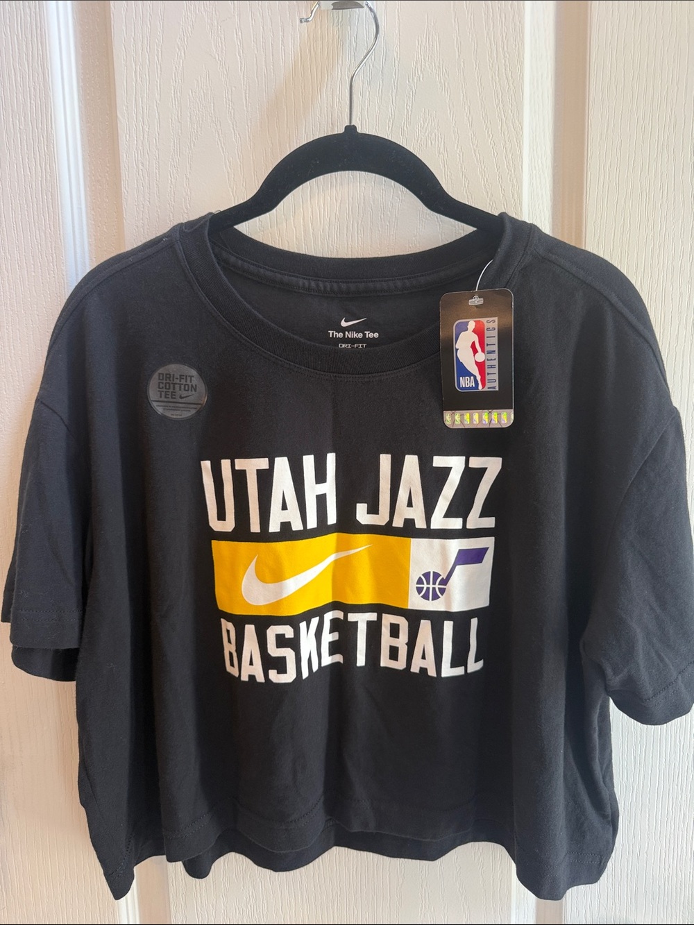 Nike Black Utah Jazz Graphic Basketball Tee with Yellow and Purple Accents